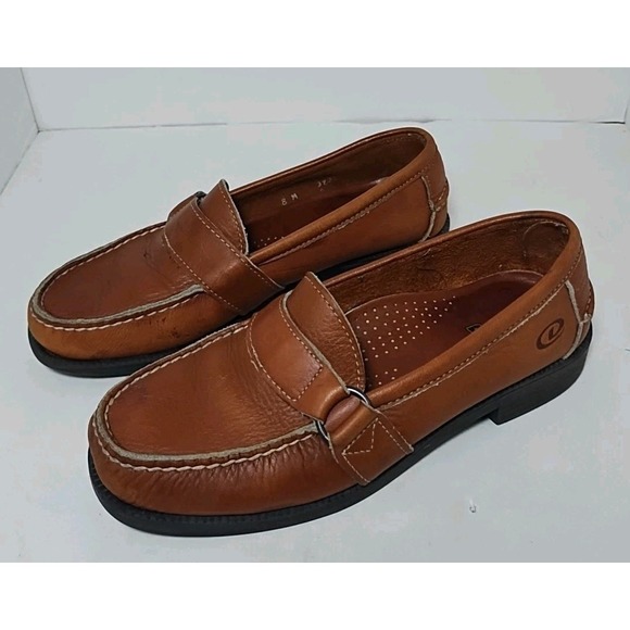 Dexter Slip On Loafers Mens 8 Brown Dress Shoes Leather Buckle & Strap USA - Picture 1 of 7